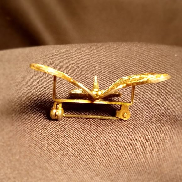 Delicate Vintage 800 Silver Filigree Butterfly Pin-Brooch with Gold Gilt Accent